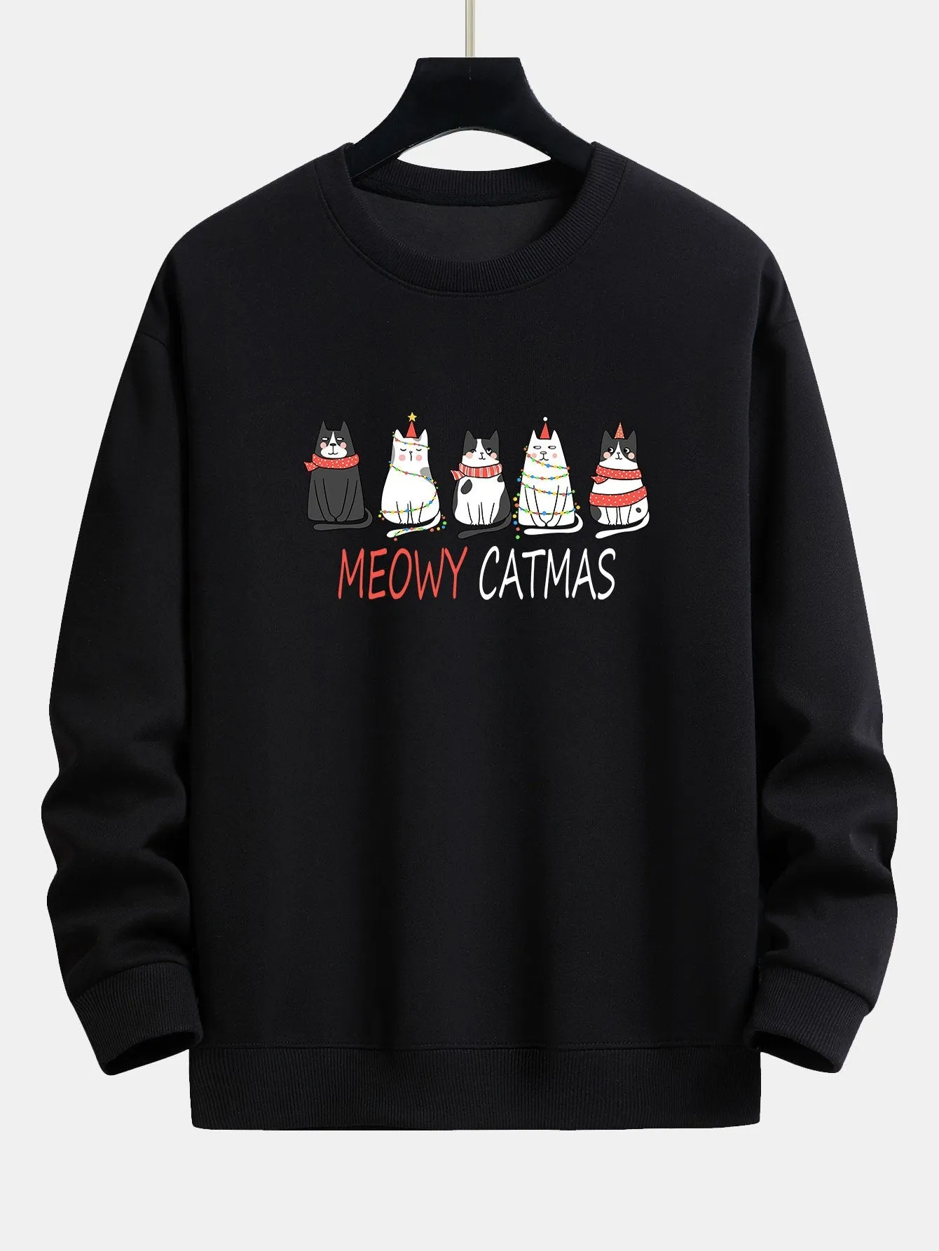Christmas Cat Friend Print Relax Fit Sweatshirt sold by Hoooyi product image thumbnail 5