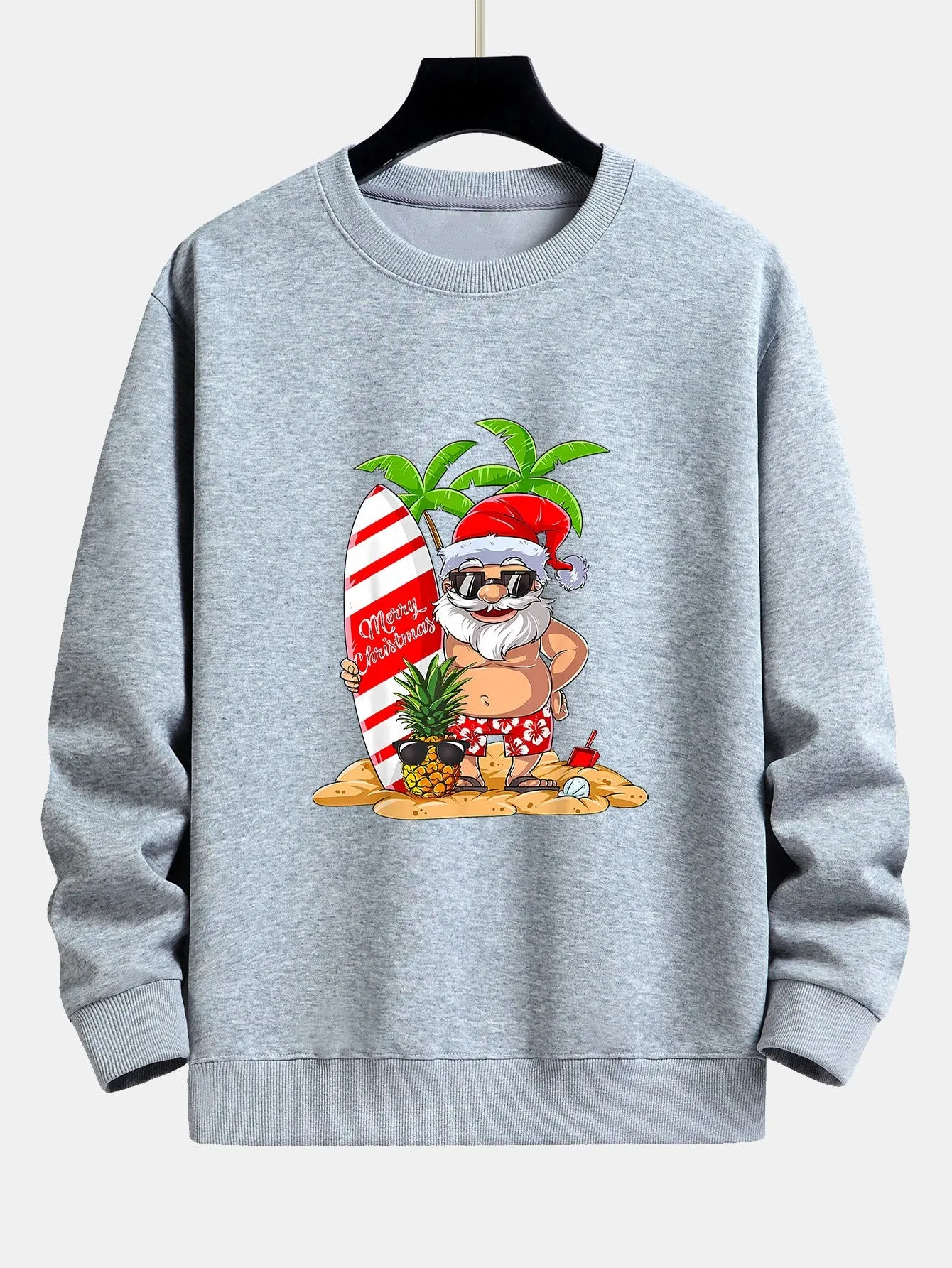 Summer Beach Santa Print Relax Fit Sweatshirt sold by Hoooyi product image thumbnail 5
