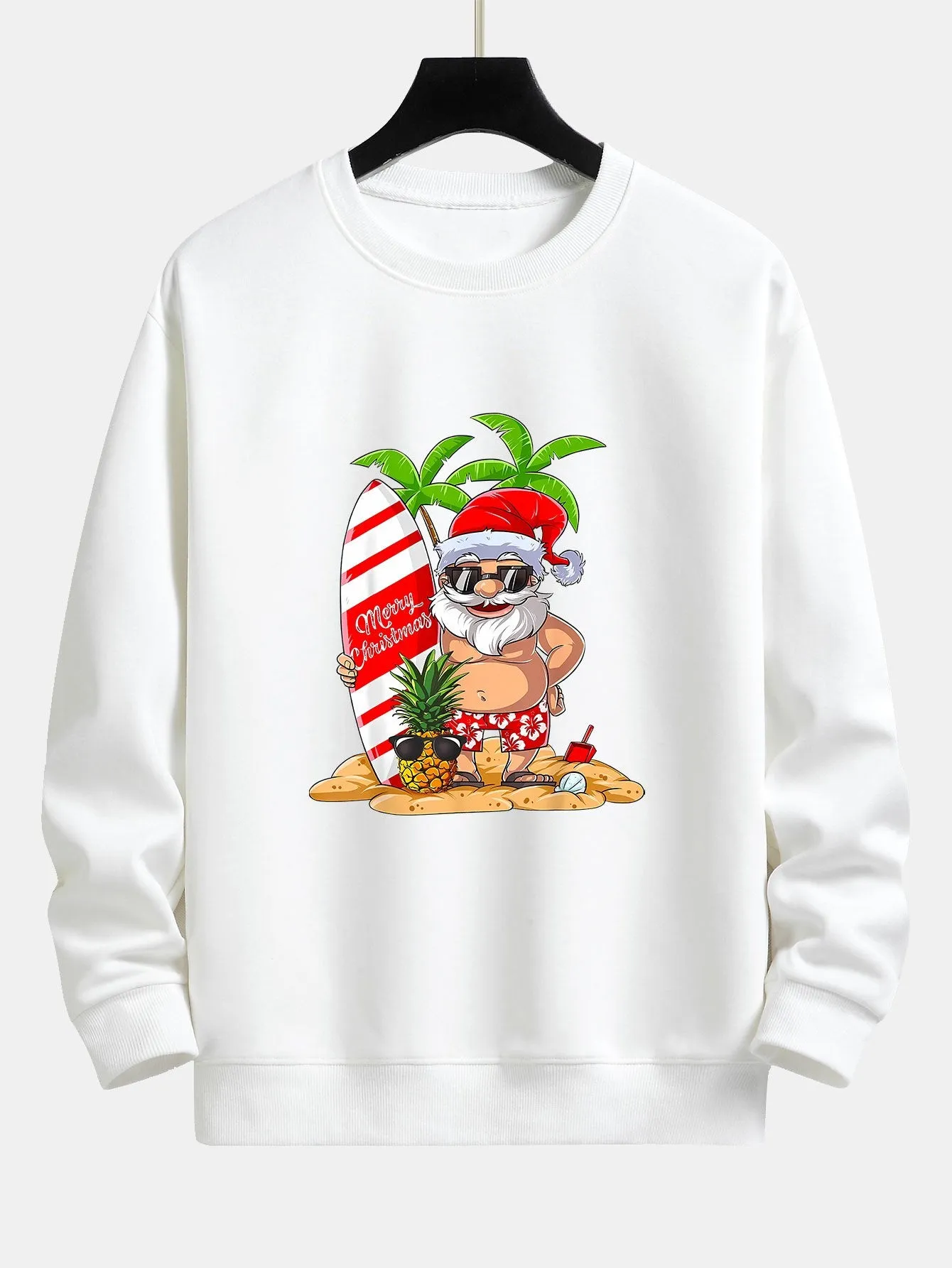 Summer Beach Santa Print Relax Fit Sweatshirt sold by Hoooyi product image thumbnail 2