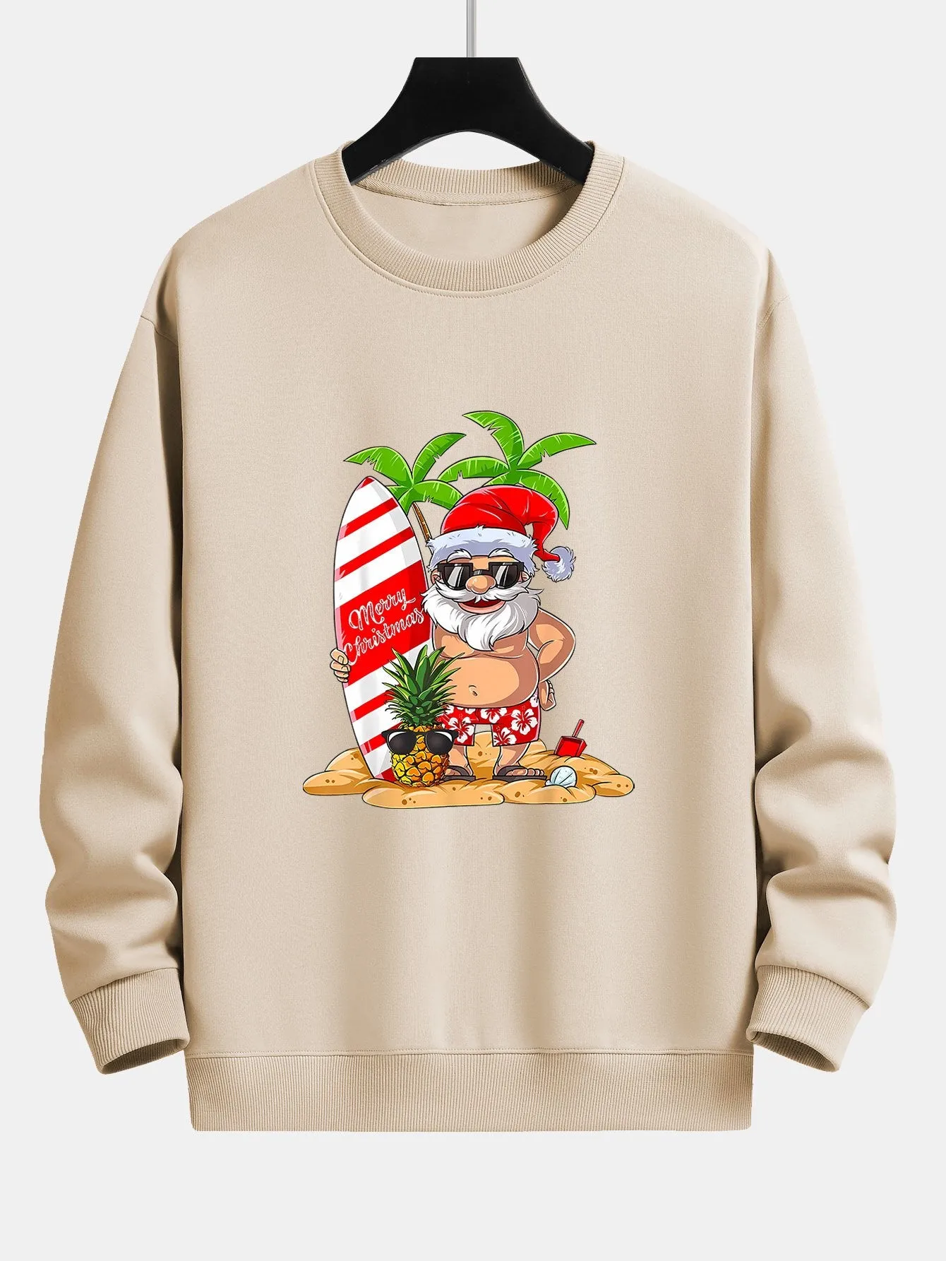 Summer Beach Santa Print Relax Fit Sweatshirt sold by Hoooyi product image thumbnail 4