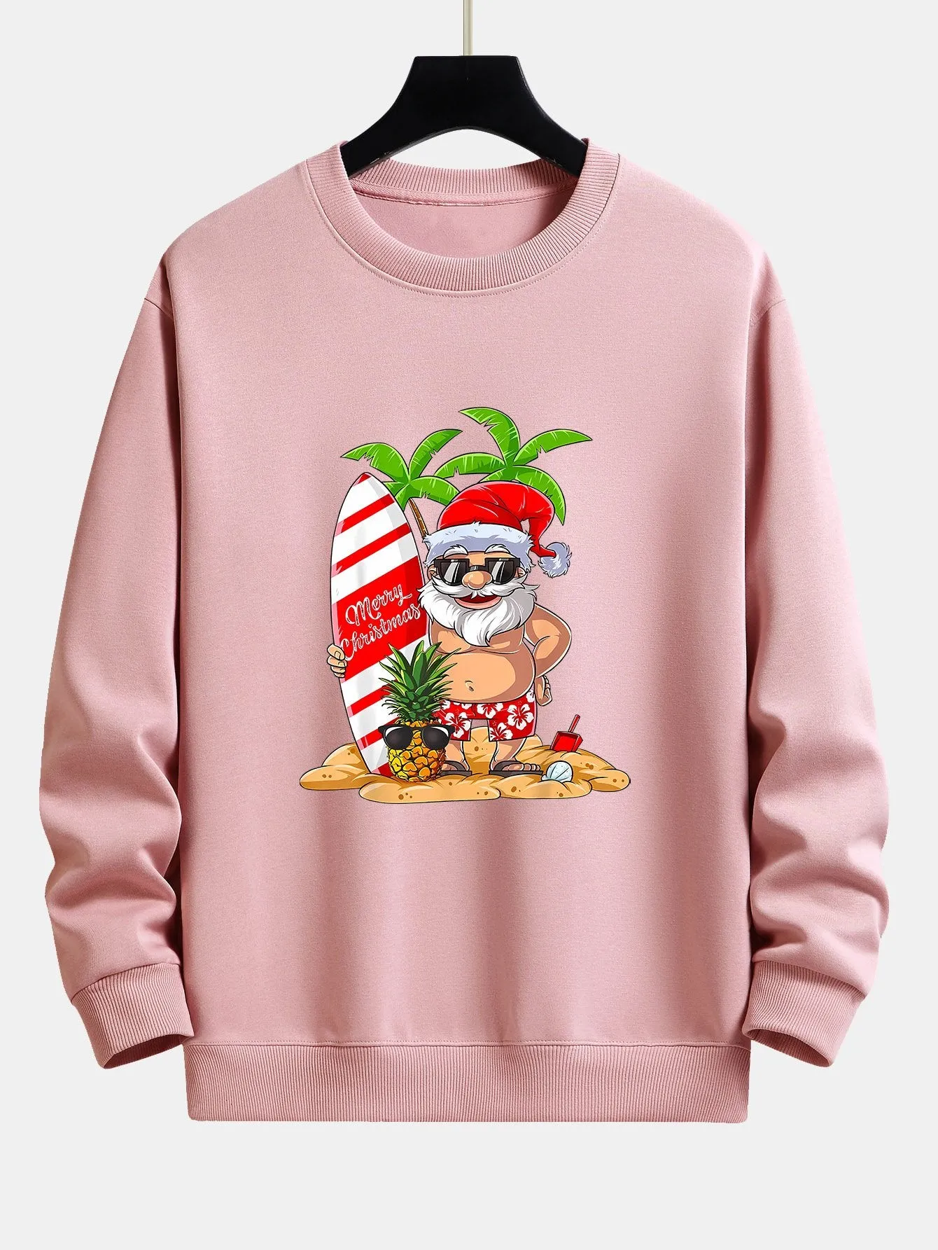 Summer Beach Santa Print Relax Fit Sweatshirt sold by Hoooyi product image thumbnail 3