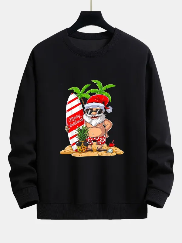 Summer Beach Santa Print Relax Fit Sweatshirt sold by Hoooyi