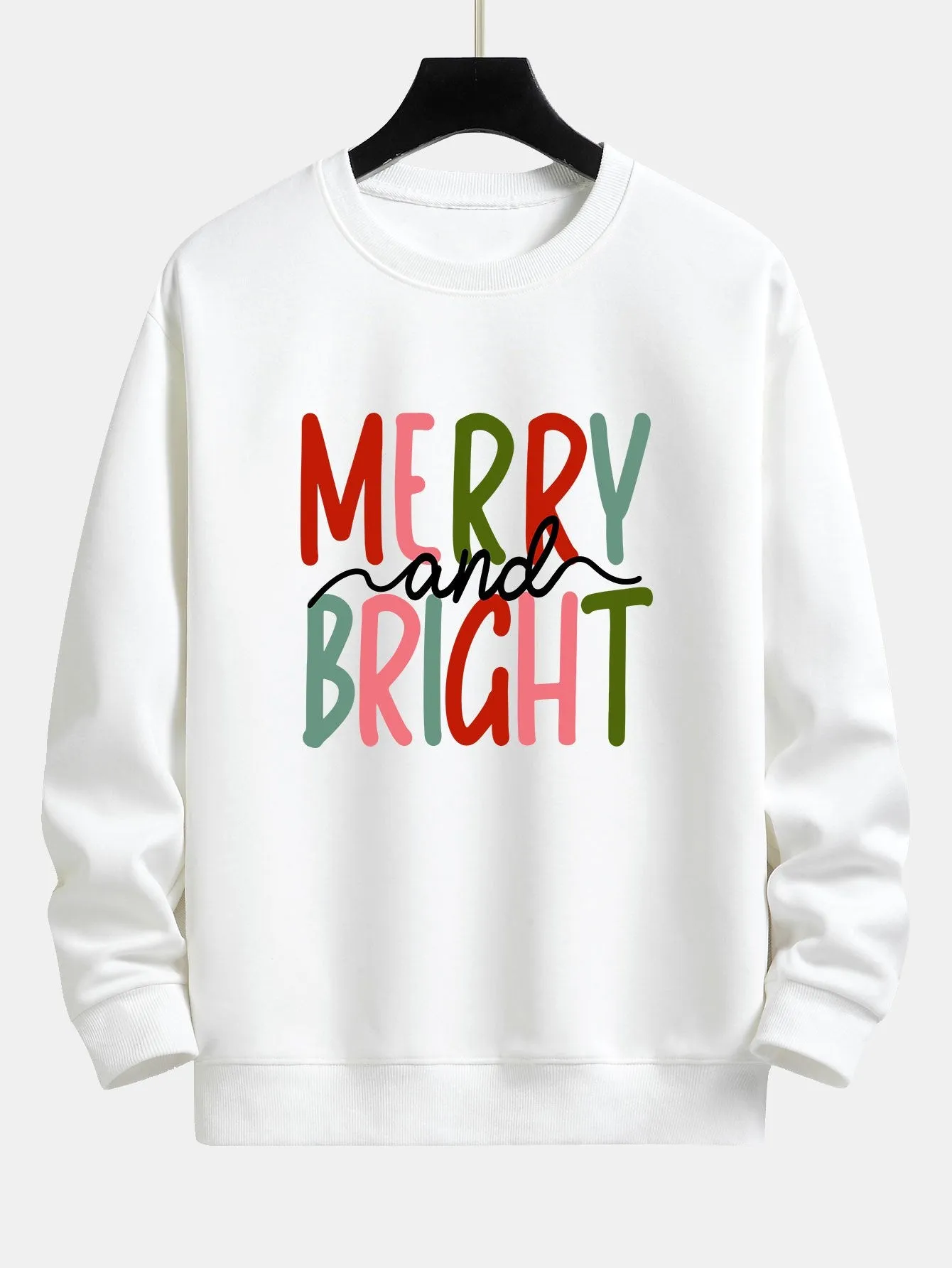 Merry And Bright Print Relax Fit Sweatshirt sold by Hoooyi product image thumbnail 4