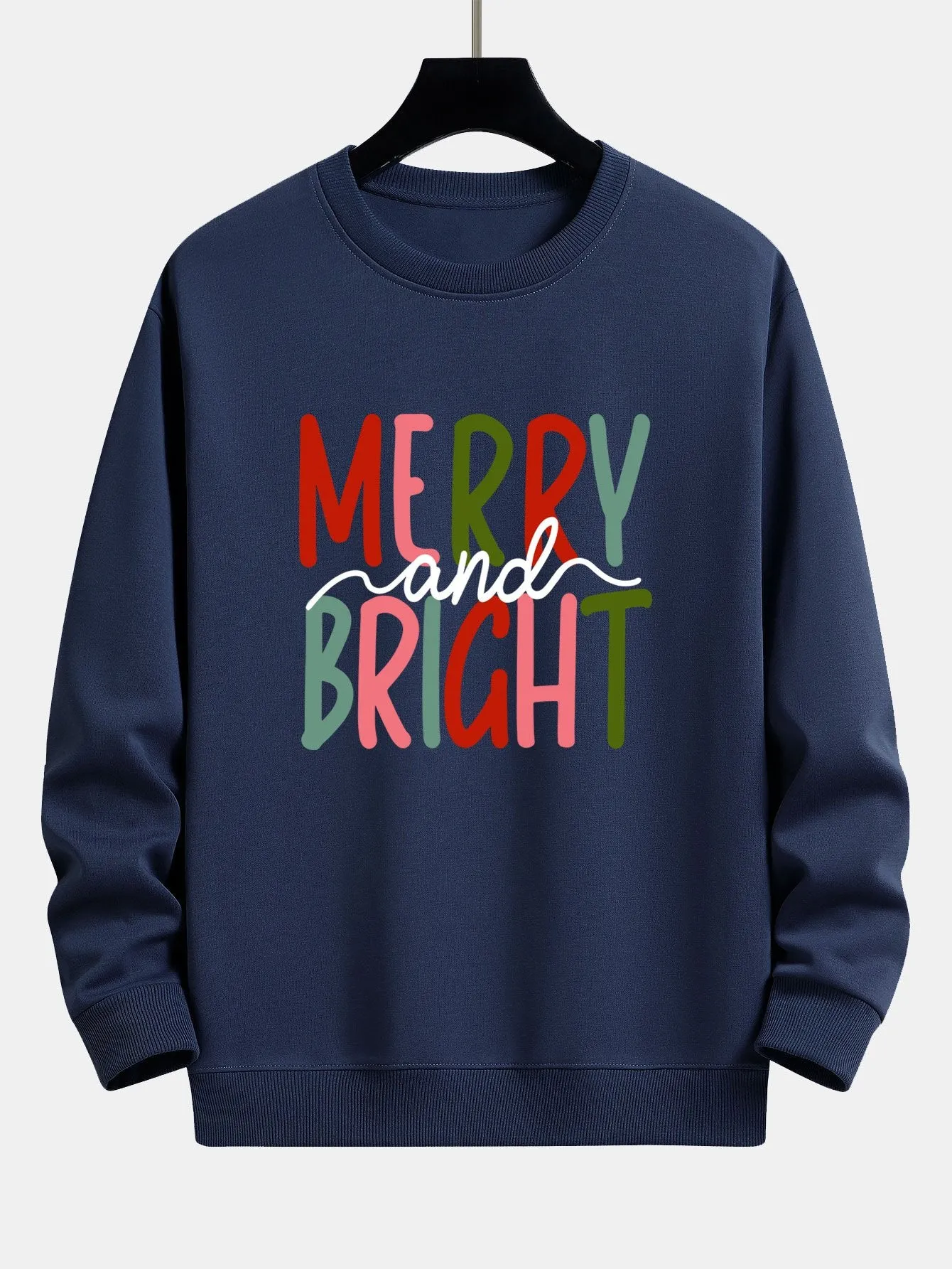 Merry And Bright Print Relax Fit Sweatshirt sold by Hoooyi product image thumbnail 3
