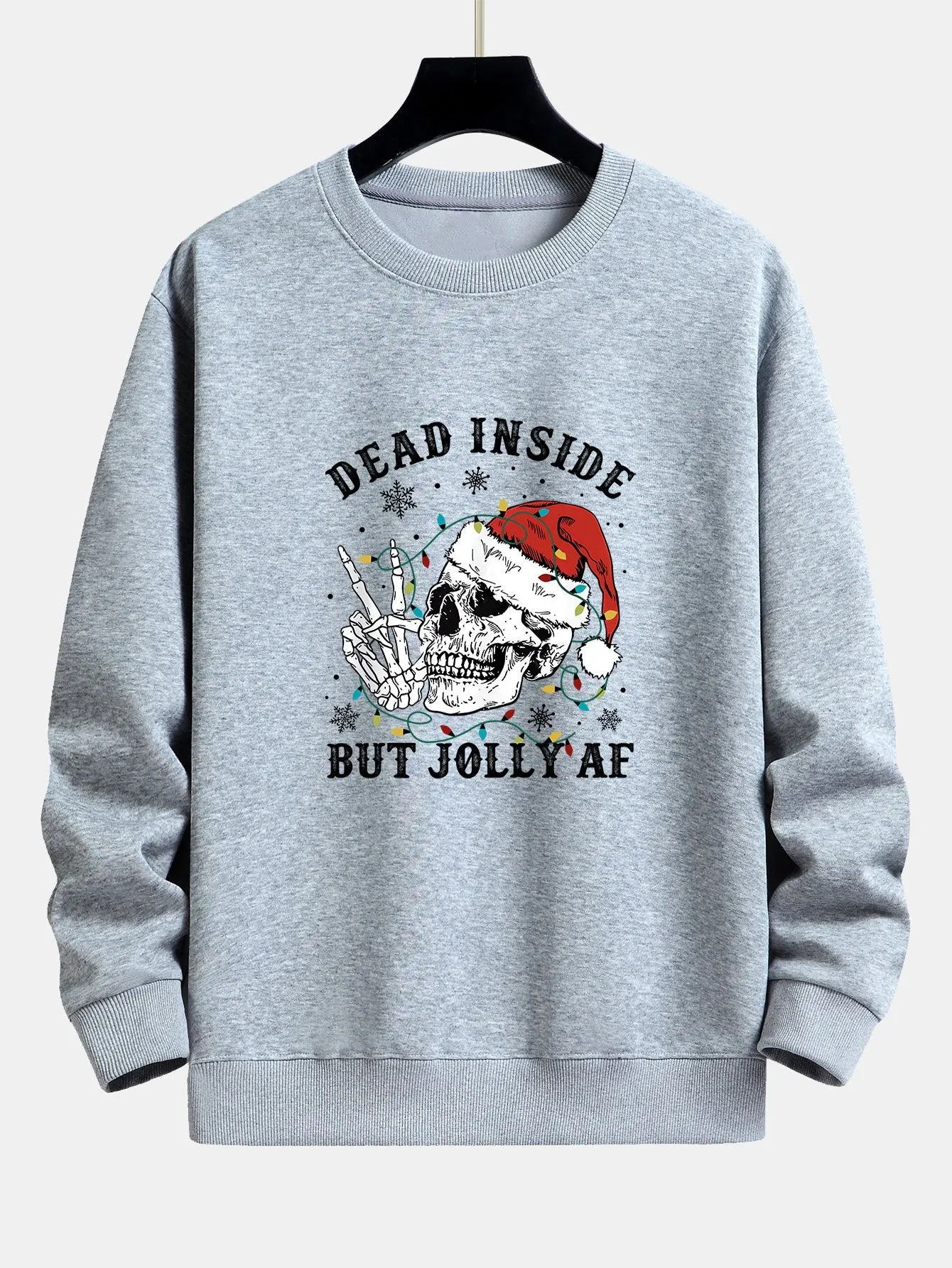 Christmas Skeleton Print Relax Fit Sweatshirt sold by Hoooyi product image thumbnail 5
