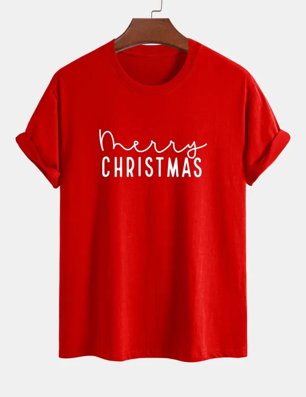 Regular Fit Christmas Print Cotton T-Shirt made by Hoooyi