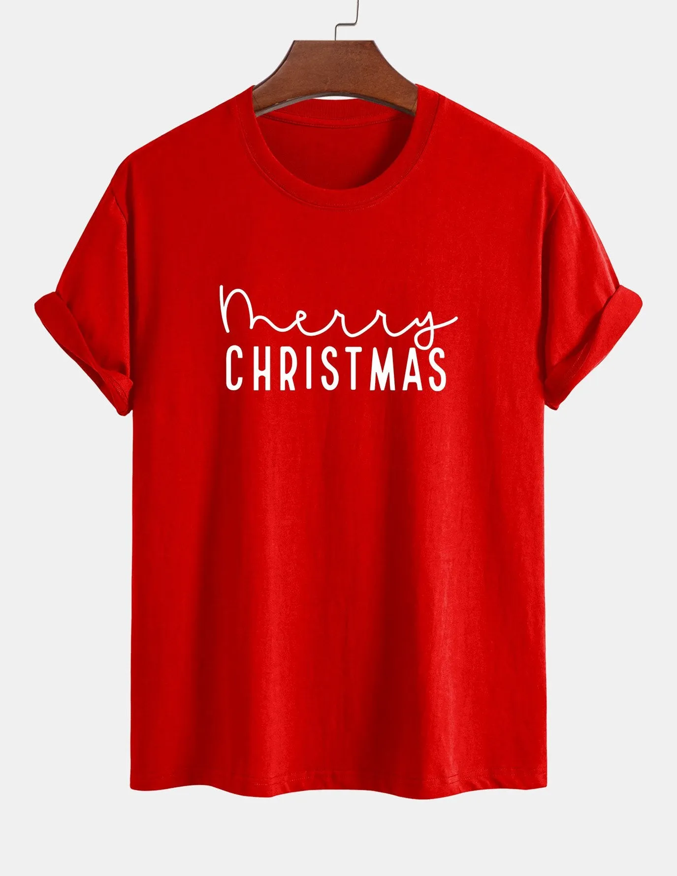 Regular Fit Christmas Print Cotton T-Shirt sold by Hoooyi