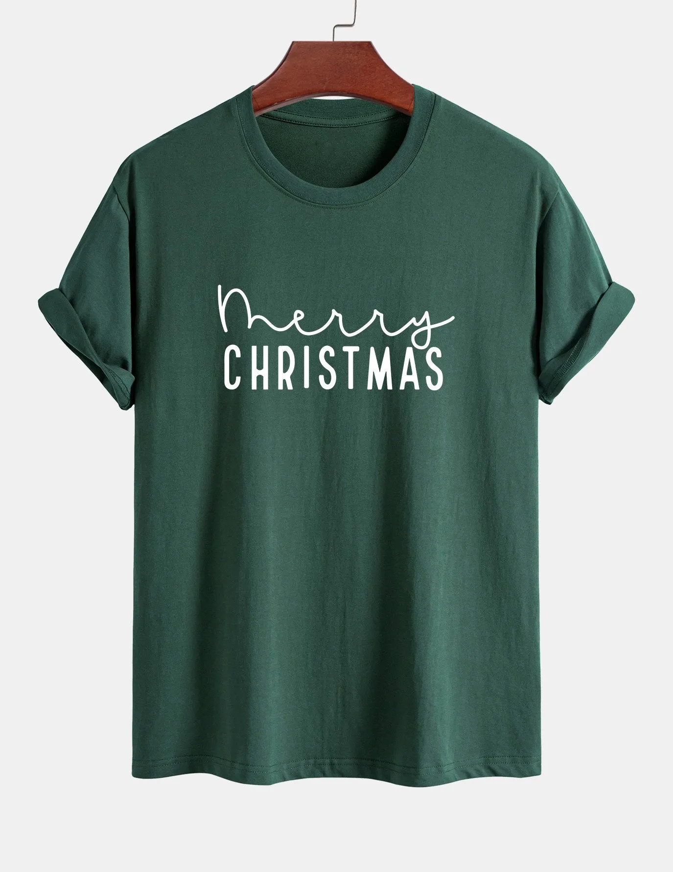 Regular Fit Christmas Print Cotton T-Shirt sold by Hoooyi product image thumbnail 3