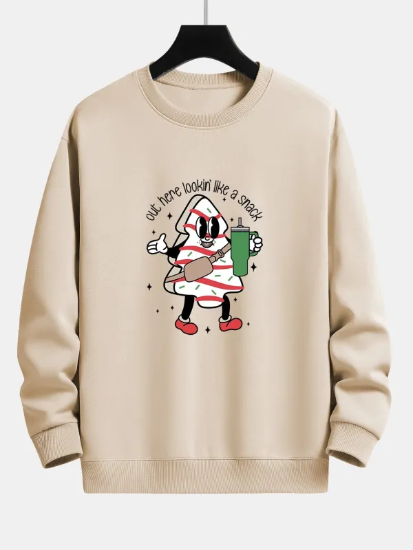 Christmas Cookie Man Print Relax Fit Sweatshirt sold by Hoooyi