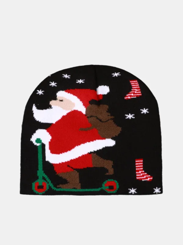 Santa Claus Pattern Jacquard Knitted Hat sold by Hoooyi