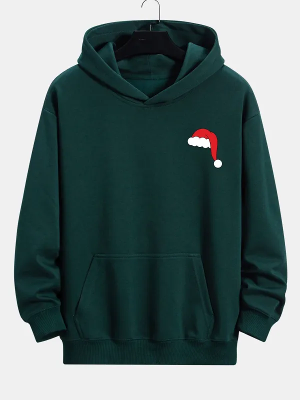 Santa Hat Staring Print Relax Fit Hoodie made by Hoooyi