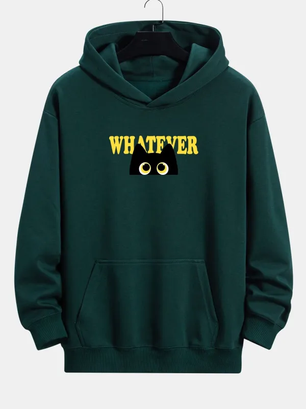 Whatever Black Cat Print Relax Fit Hoodie sold by Hoooyi