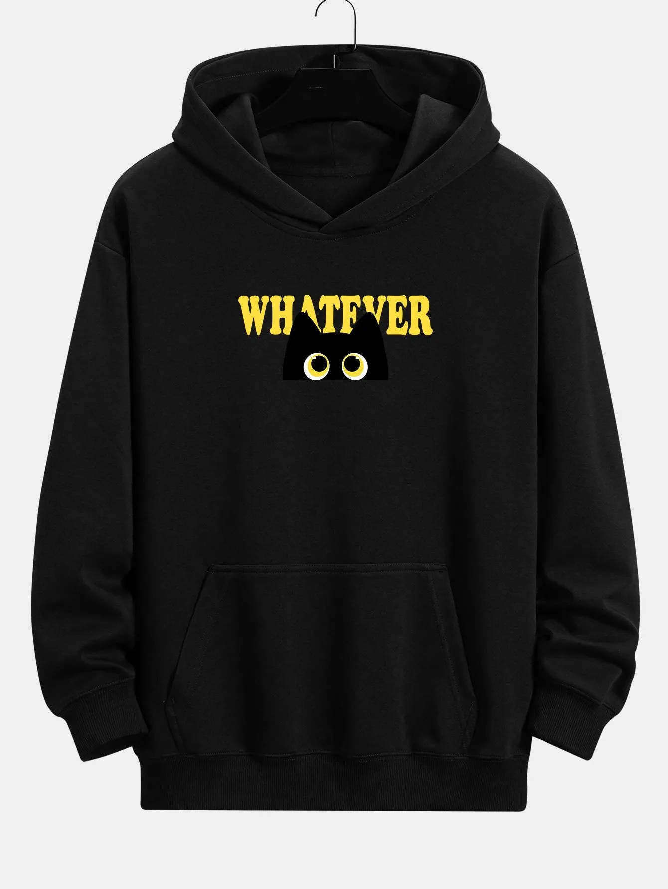 Whatever Black Cat Print Relax Fit Hoodie sold by Hoooyi product image thumbnail 2