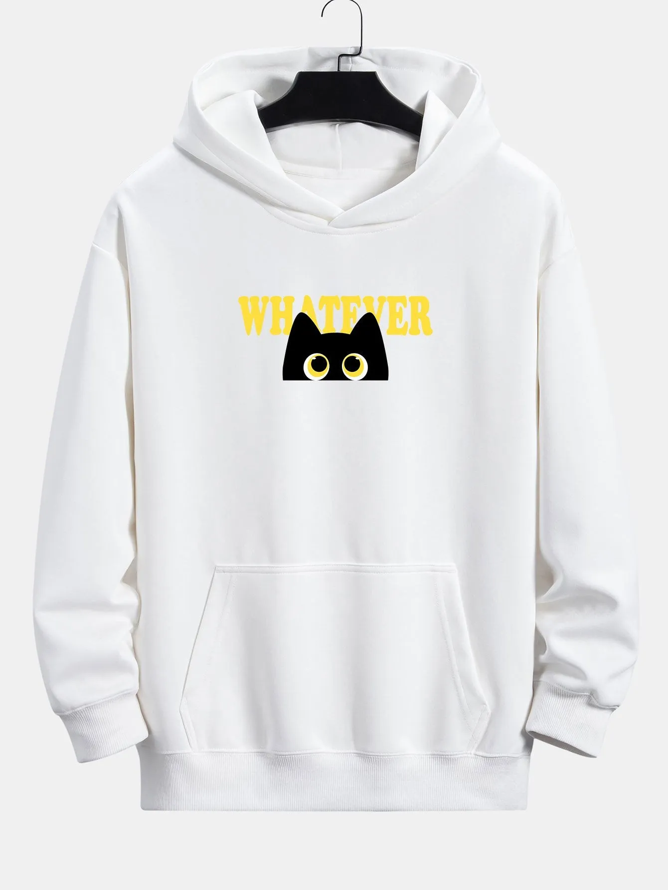 Whatever Black Cat Print Relax Fit Hoodie sold by Hoooyi product image thumbnail 4