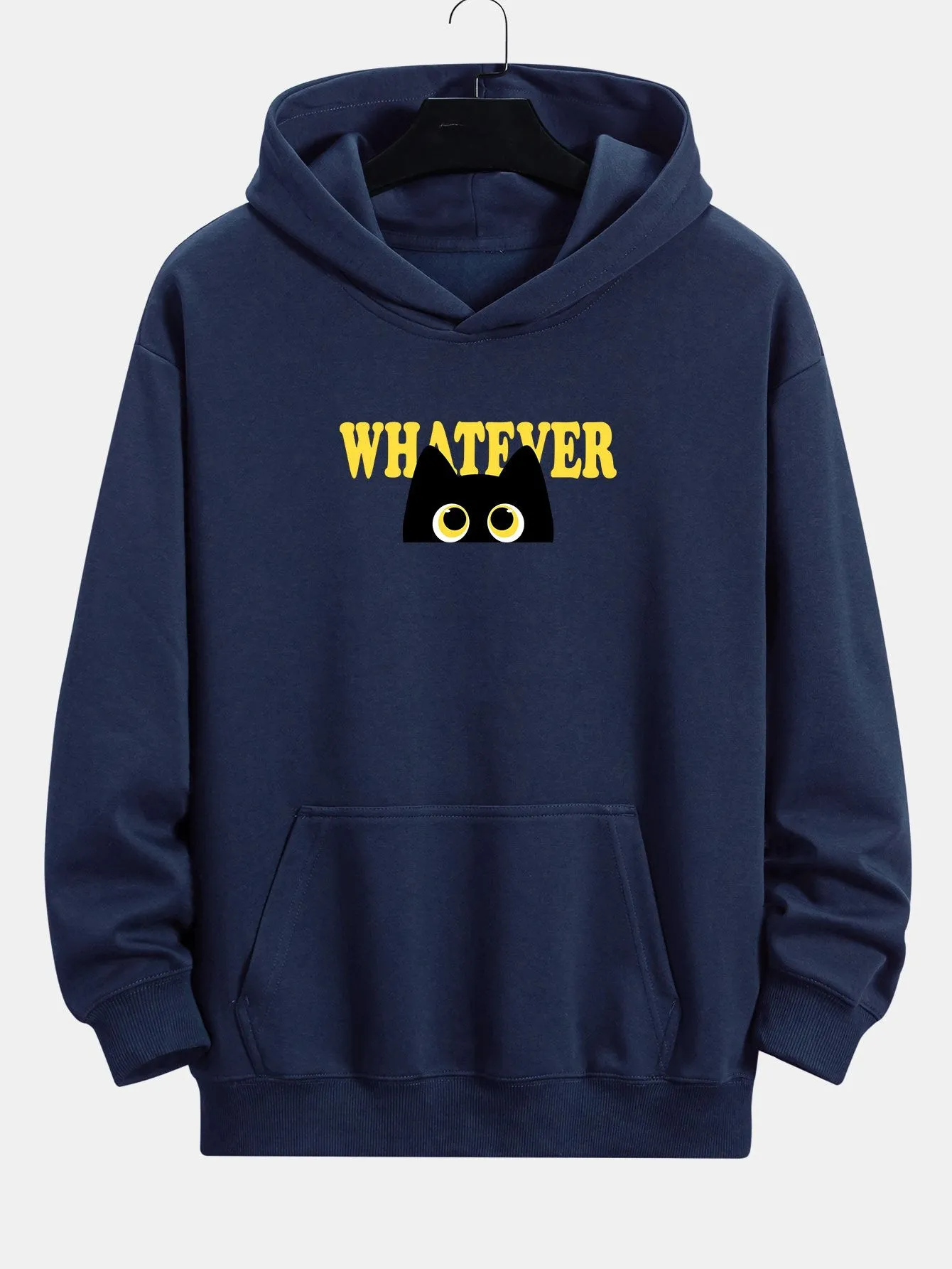 Whatever Black Cat Print Relax Fit Hoodie sold by Hoooyi product image thumbnail 3