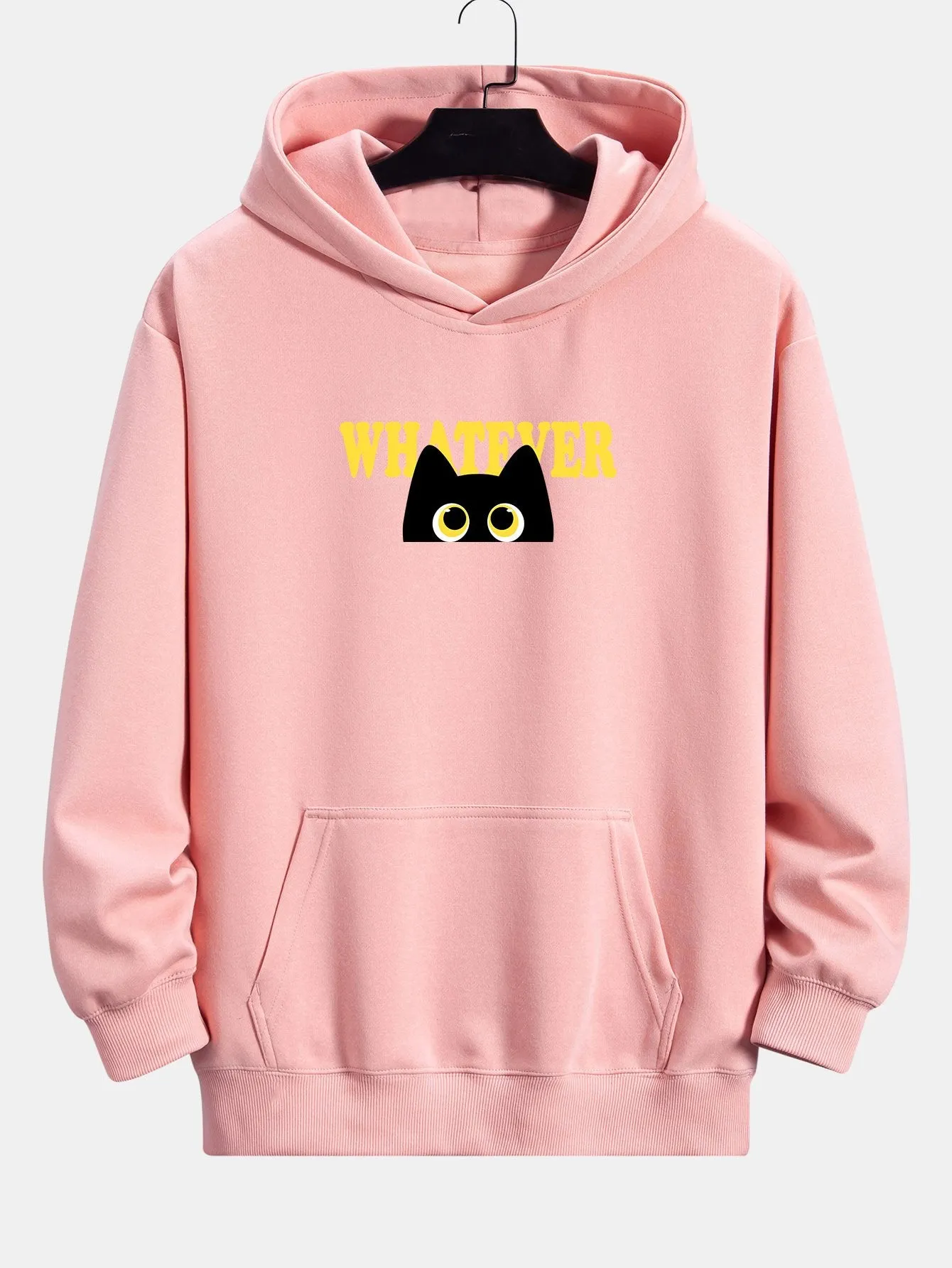 Whatever Black Cat Print Relax Fit Hoodie sold by Hoooyi product image thumbnail 5