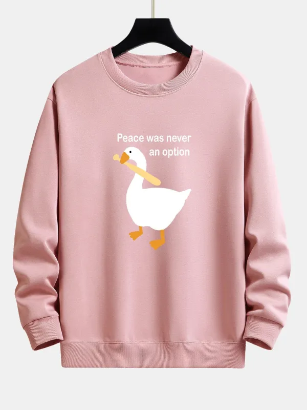 Goose With Baseball Bat Print Relax Fit Sweatshirt sold by Hoooyi