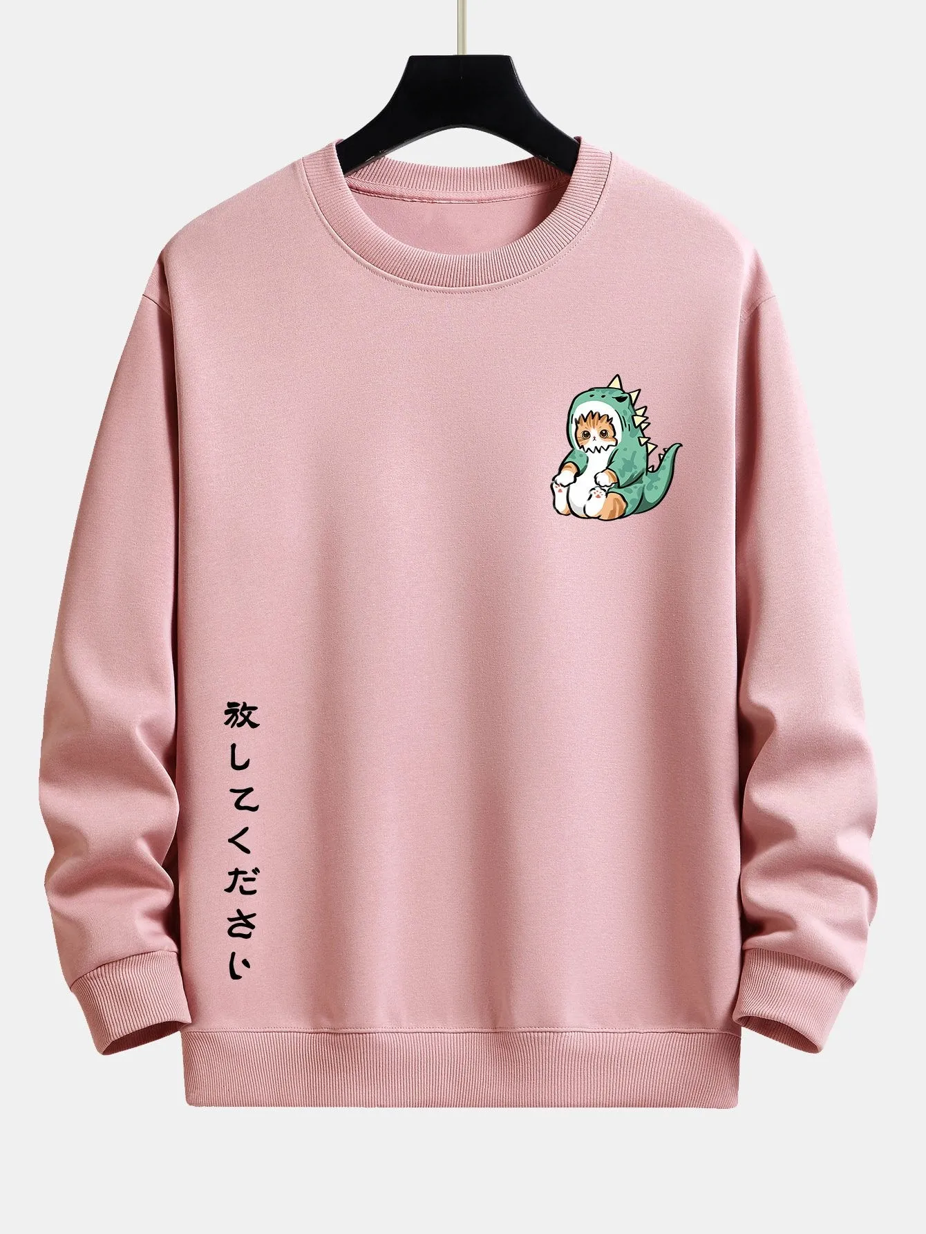 Cat In Dinosaur Suit Print Relax Fit Sweatshirt sold by Hoooyi product image thumbnail 4