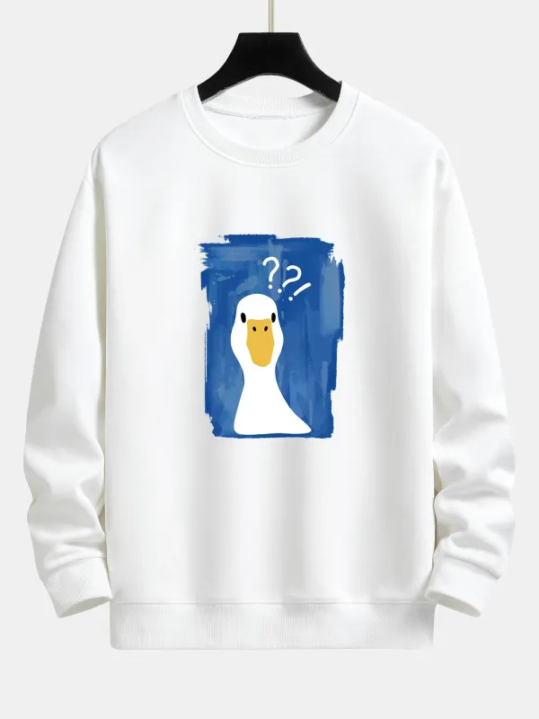Doubtful Goose Print Relax Fit Sweatshirt sold by Hoooyi