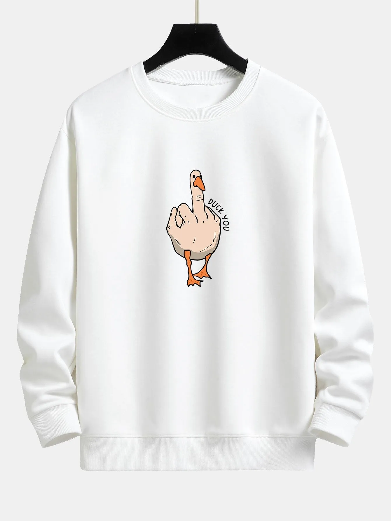 Slogan Goose Print Relax Fit Sweatshirt sold by Hoooyi product image thumbnail 2