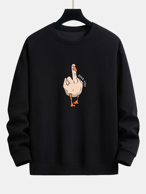 Slogan Goose Print Relax Fit Sweatshirt made by Hoooyi