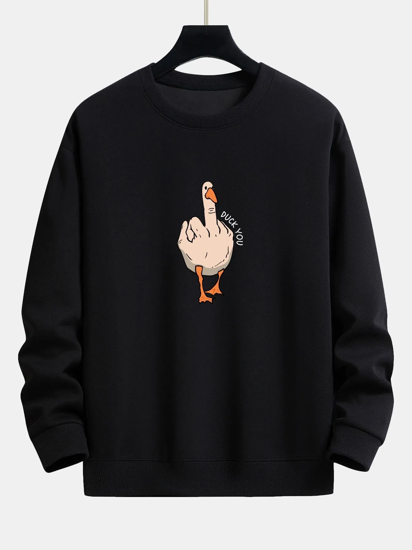 Slogan Goose Print Relax Fit Sweatshirt sold by Hoooyi