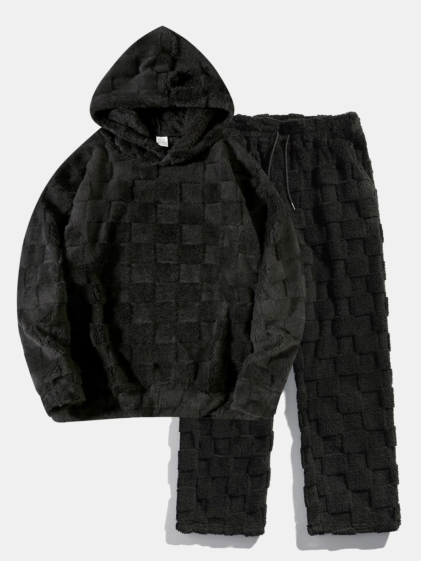Checkerboard Teddy Hoodie & Straight Leg Pants sold by Hoooyi product image thumbnail 3