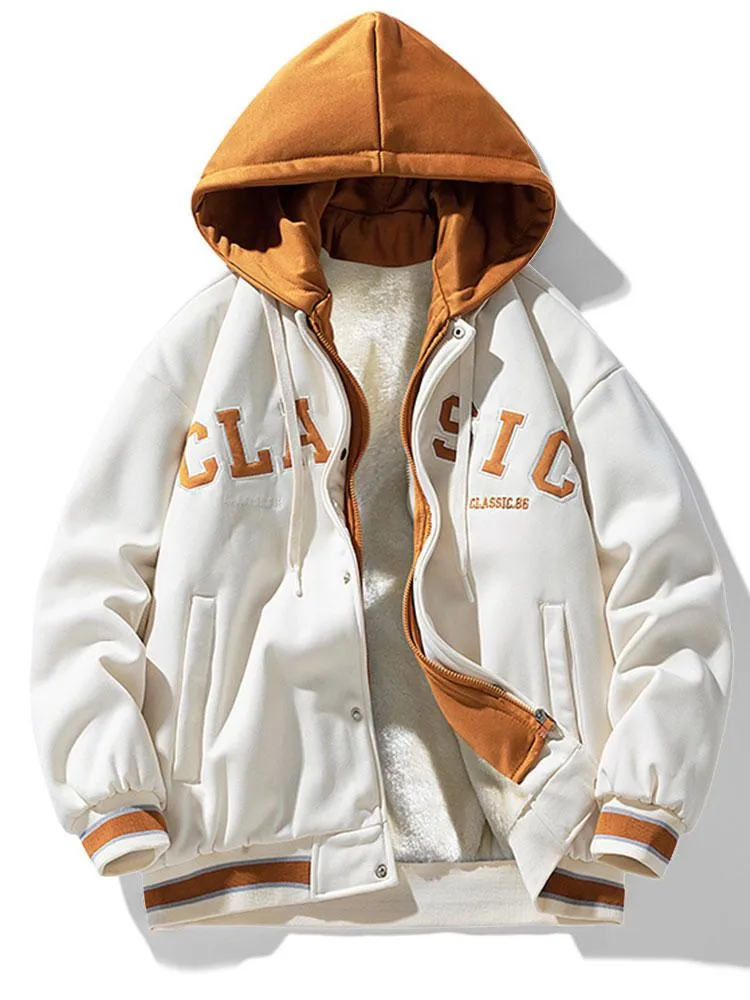 2 In 1Plush Lined Corduroy Hooded Baseball Jacket sold by Hoooyi