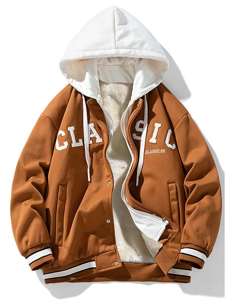 2 In 1Plush Lined Corduroy Hooded Baseball Jacket sold by Hoooyi product image thumbnail 2
