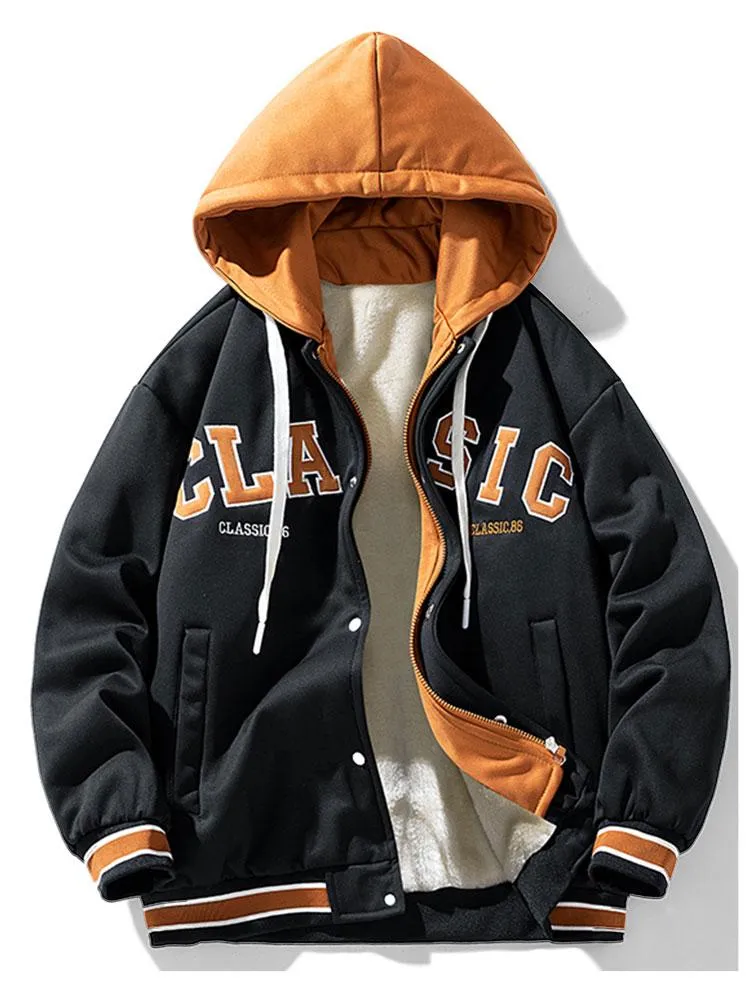 2 In 1Plush Lined Corduroy Hooded Baseball Jacket sold by Hoooyi product image thumbnail 3