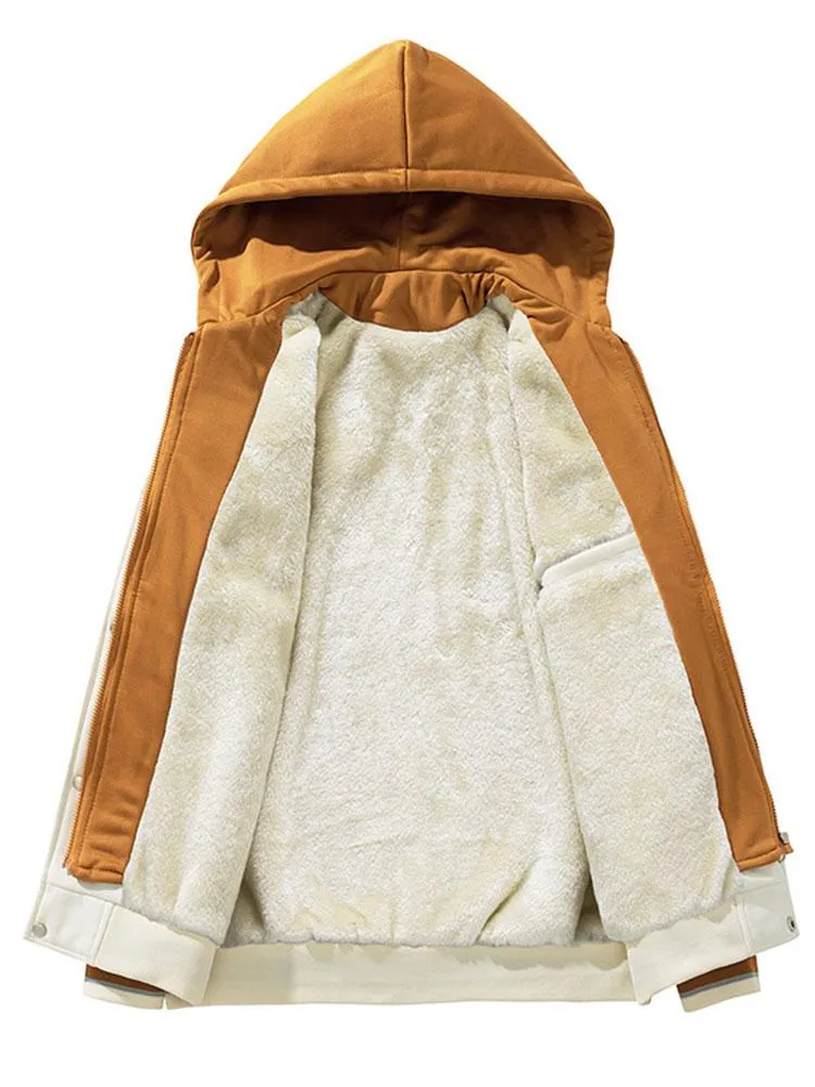 2 In 1Plush Lined Corduroy Hooded Baseball Jacket sold by Hoooyi product image thumbnail 4