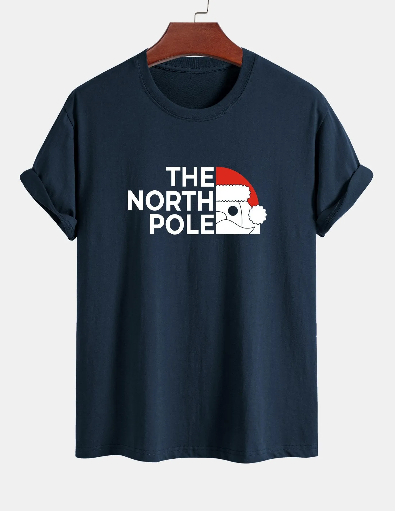 Regular Fit Santa Claus Slogan Print Cotton T-Shirt sold by Hoooyi product image thumbnail 4