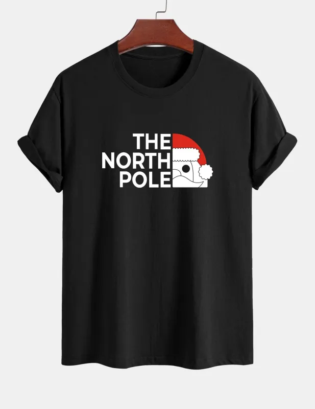 Regular Fit Santa Claus Slogan Print Cotton T-Shirt sold by Hoooyi