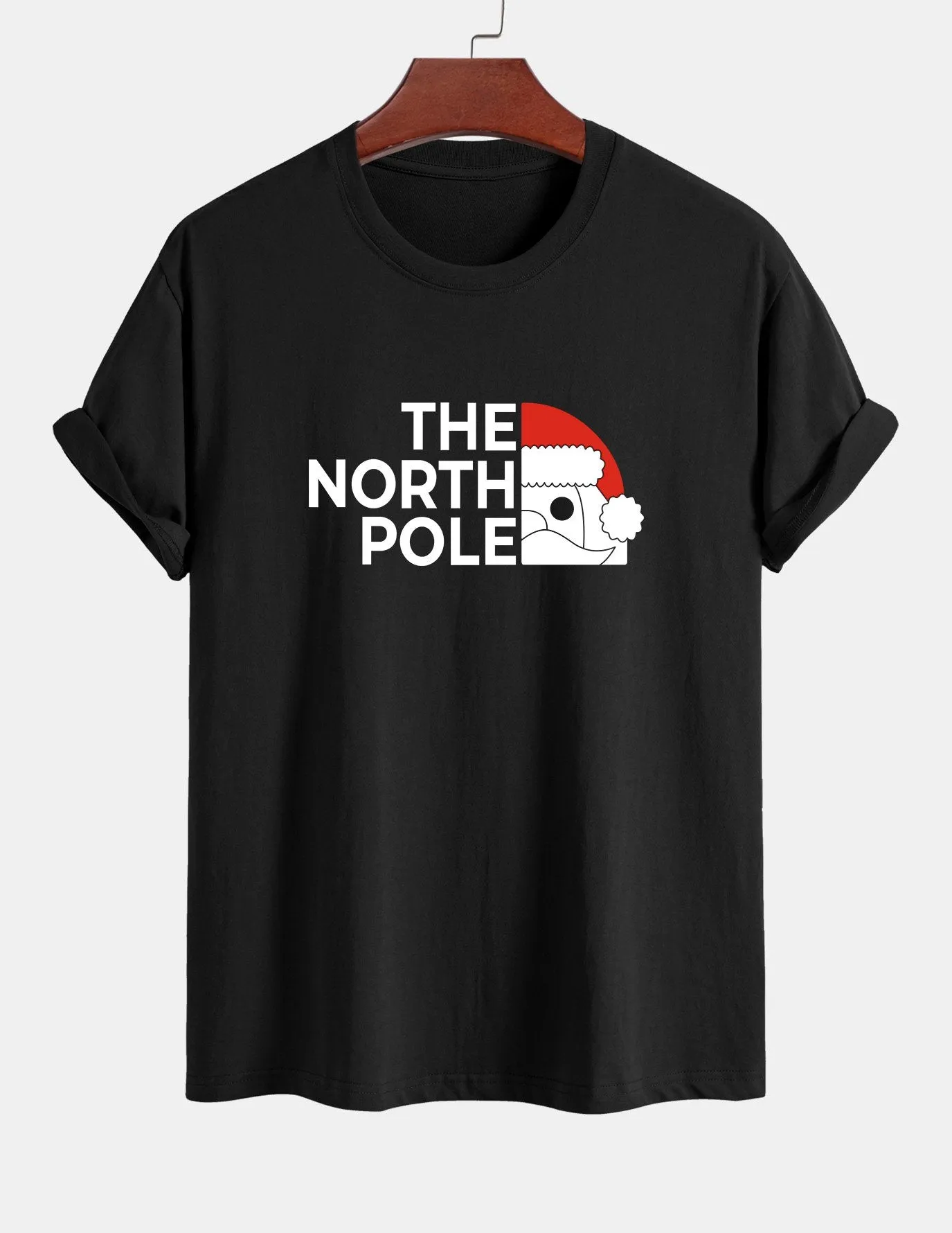 Regular Fit Santa Claus Slogan Print Cotton T-Shirt sold by Hoooyi