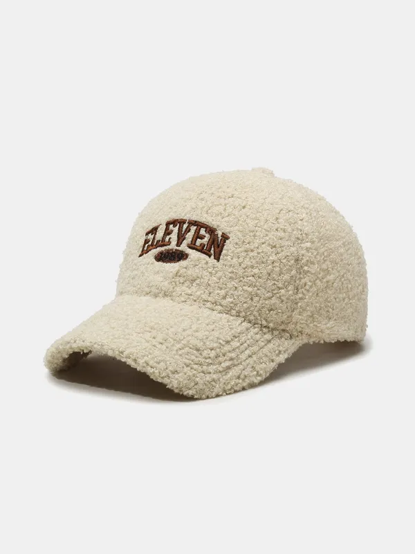 Eleven Embroidery Warm Teddy Plush Baseball Cap sold by Hoooyi