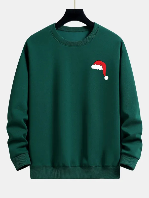 Christmas Hat Print Relax Fit Sweatshirt sold by Hoooyi