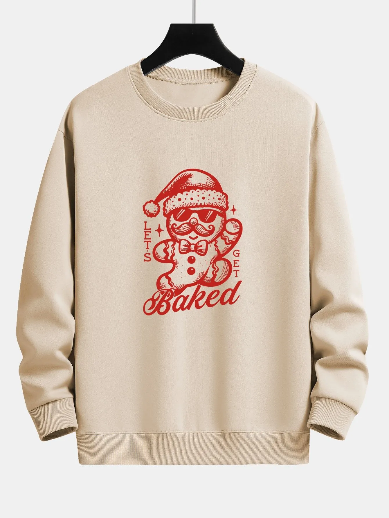 Christmas Gingerbread Print Relax Fit Sweatshirt sold by Hoooyi product image thumbnail 5