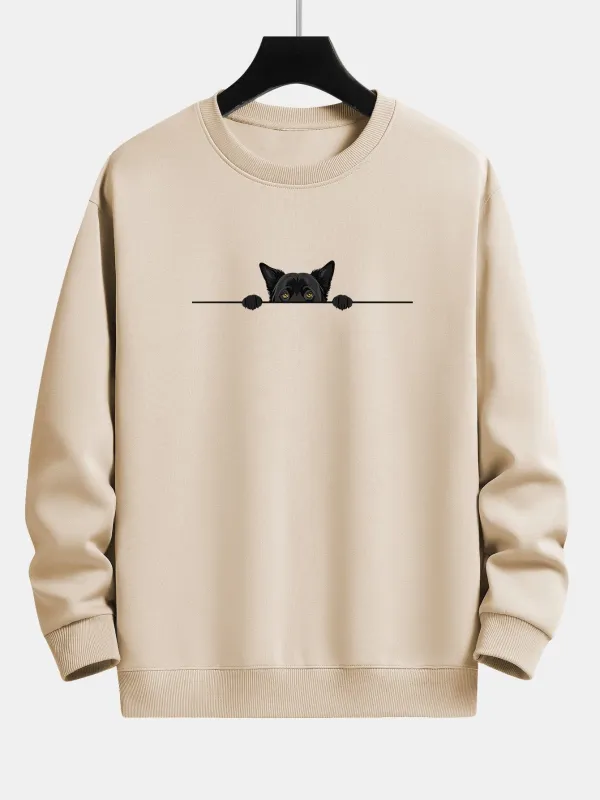 Peeping Dog Print Relax Fit Sweatshirt sold by Hoooyi