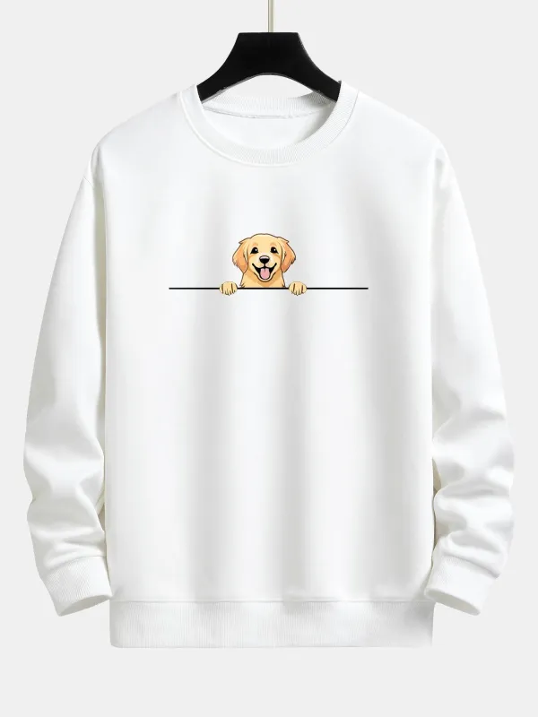Golden Retriever Print Relax Fit Sweatshirt sold by Hoooyi