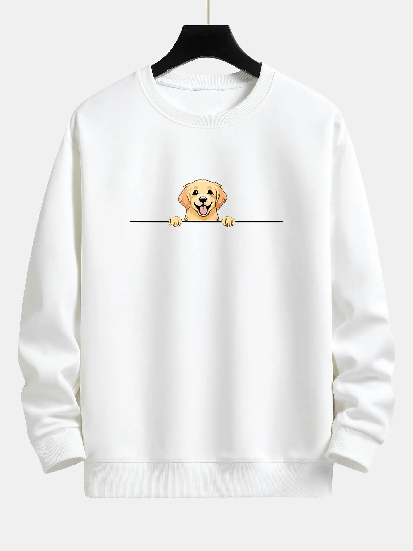 Golden Retriever Print Relax Fit Sweatshirt sold by Hoooyi