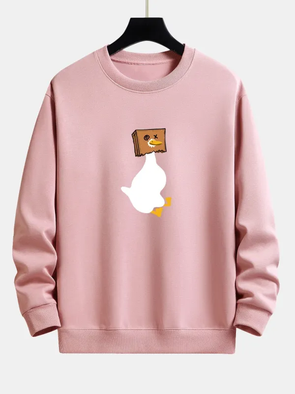 Paper Bag Head Goose Print Relax Fit Sweatshirt sold by Hoooyi