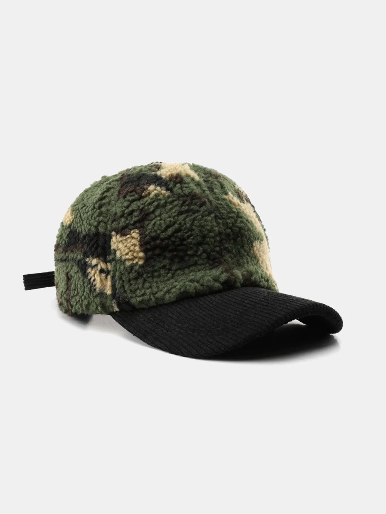 Camouflage Color Block Teddy Plush Baseball Cap sold by Hoooyi product image thumbnail 2