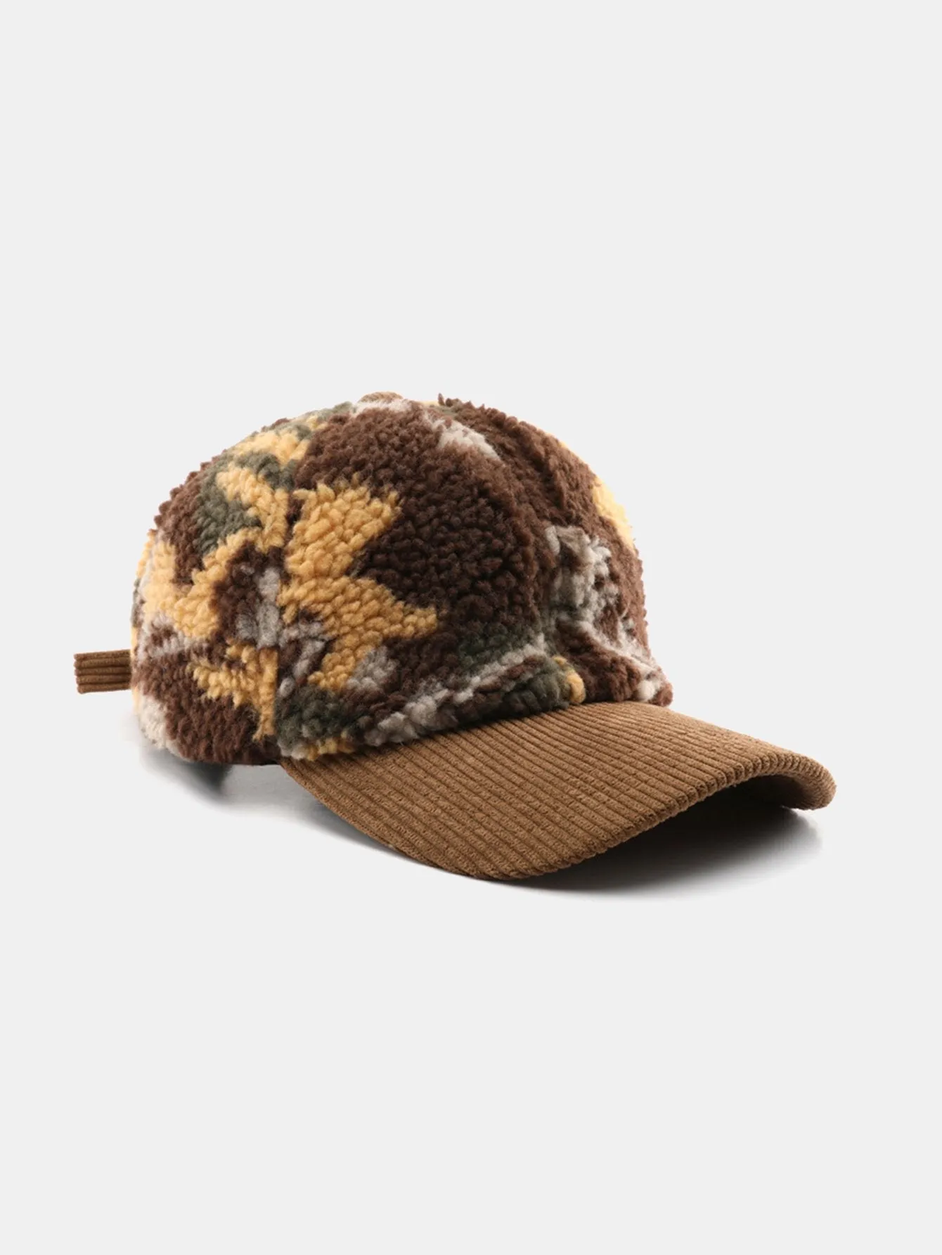 Camouflage Color Block Teddy Plush Baseball Cap sold by Hoooyi product image thumbnail 4