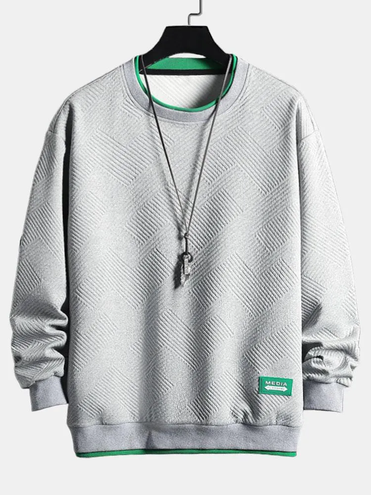 Geometric Stripe Jacquard Sweatshirt sold by Hoooyi product image thumbnail 2