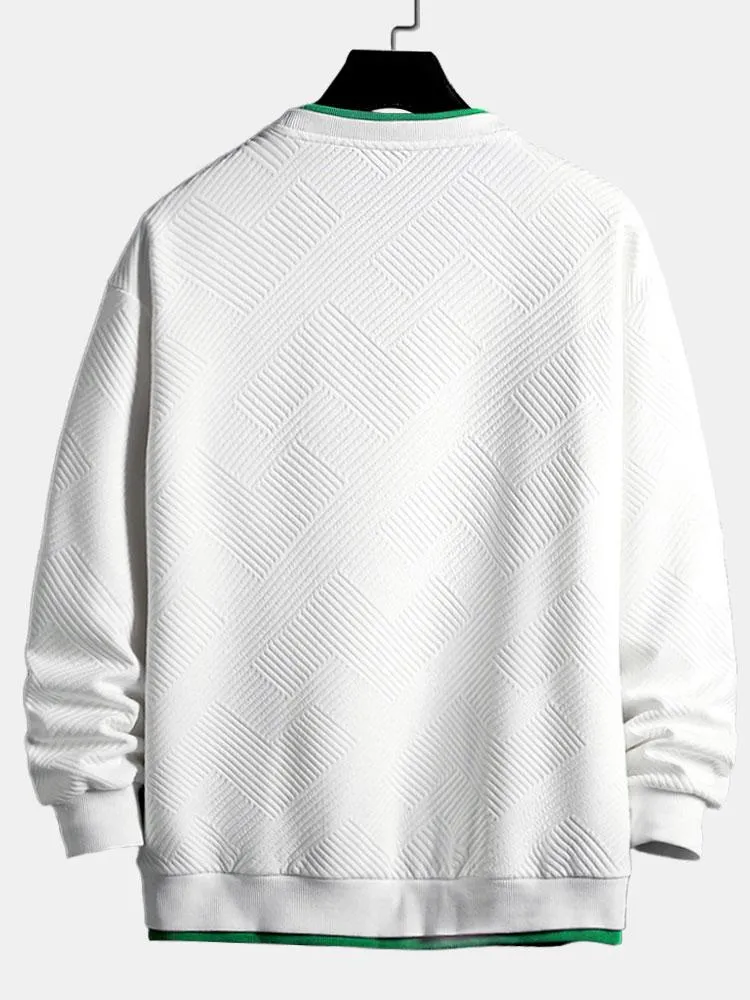 Geometric Stripe Jacquard Sweatshirt sold by Hoooyi product image thumbnail 4