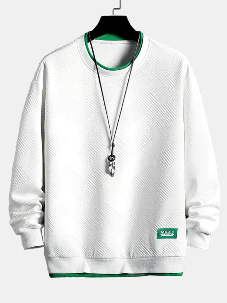 Geometric Stripe Jacquard Sweatshirt sold by Hoooyi product image thumbnail 3