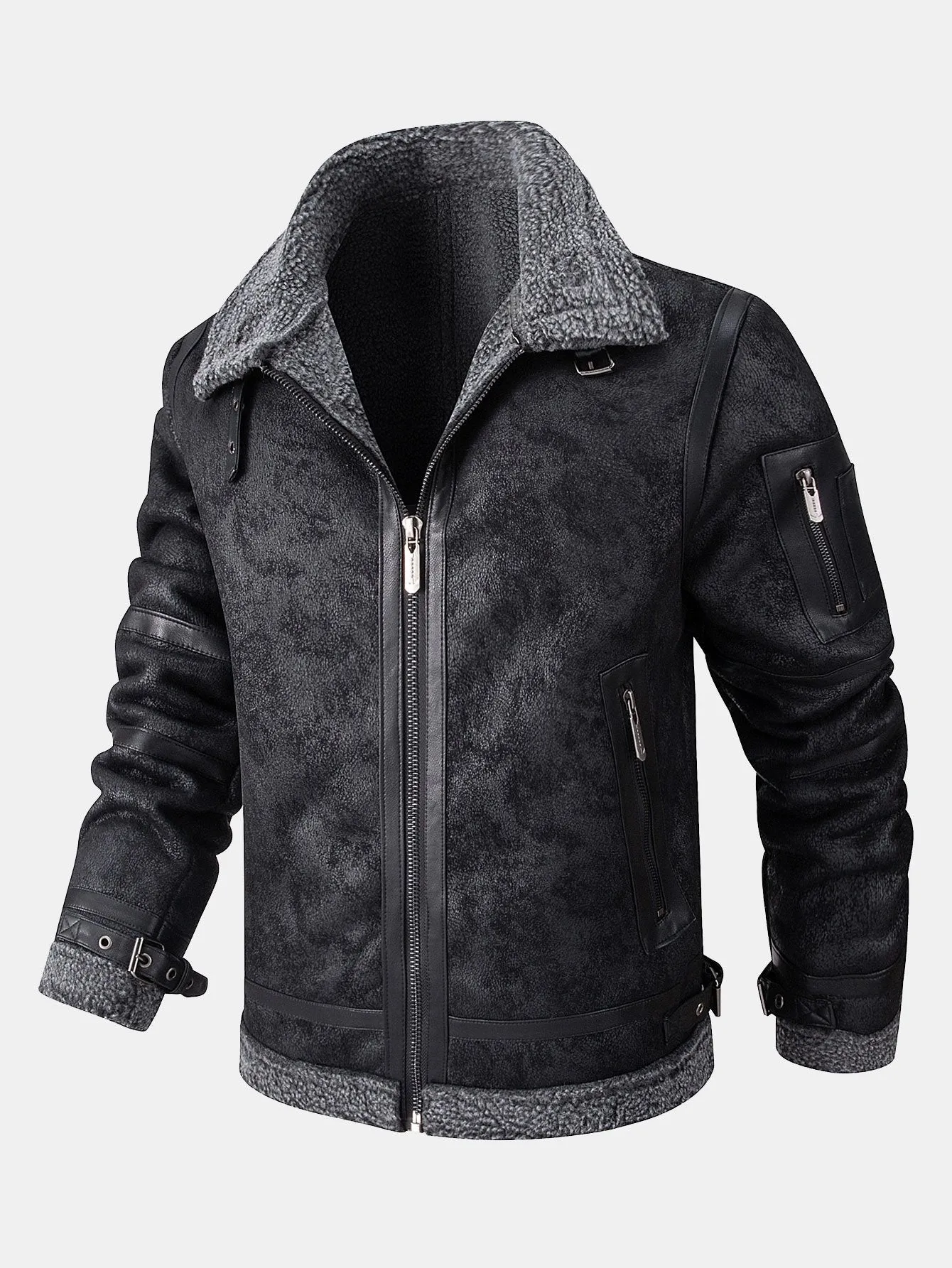 Faux Fur Lined Suede Jacket sold by Hoooyi product image thumbnail 3