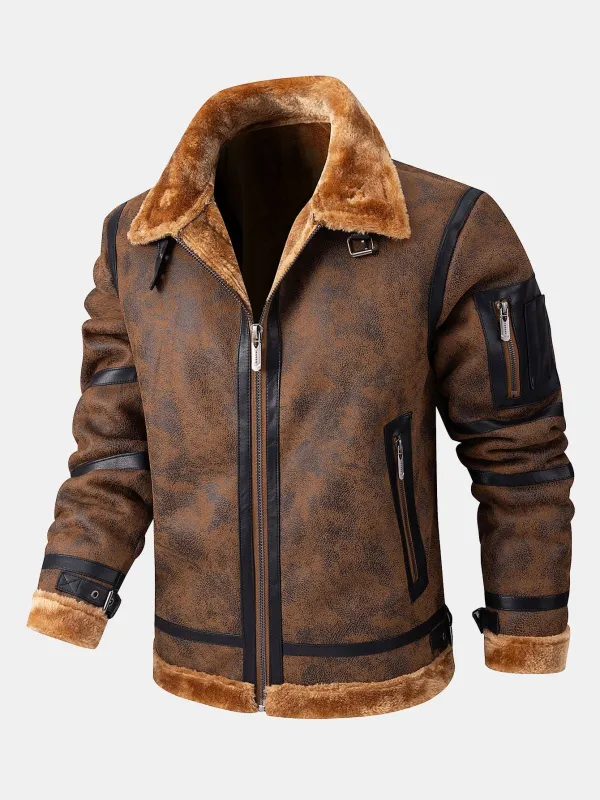 Faux Fur Lined Suede Jacket made by Hoooyi