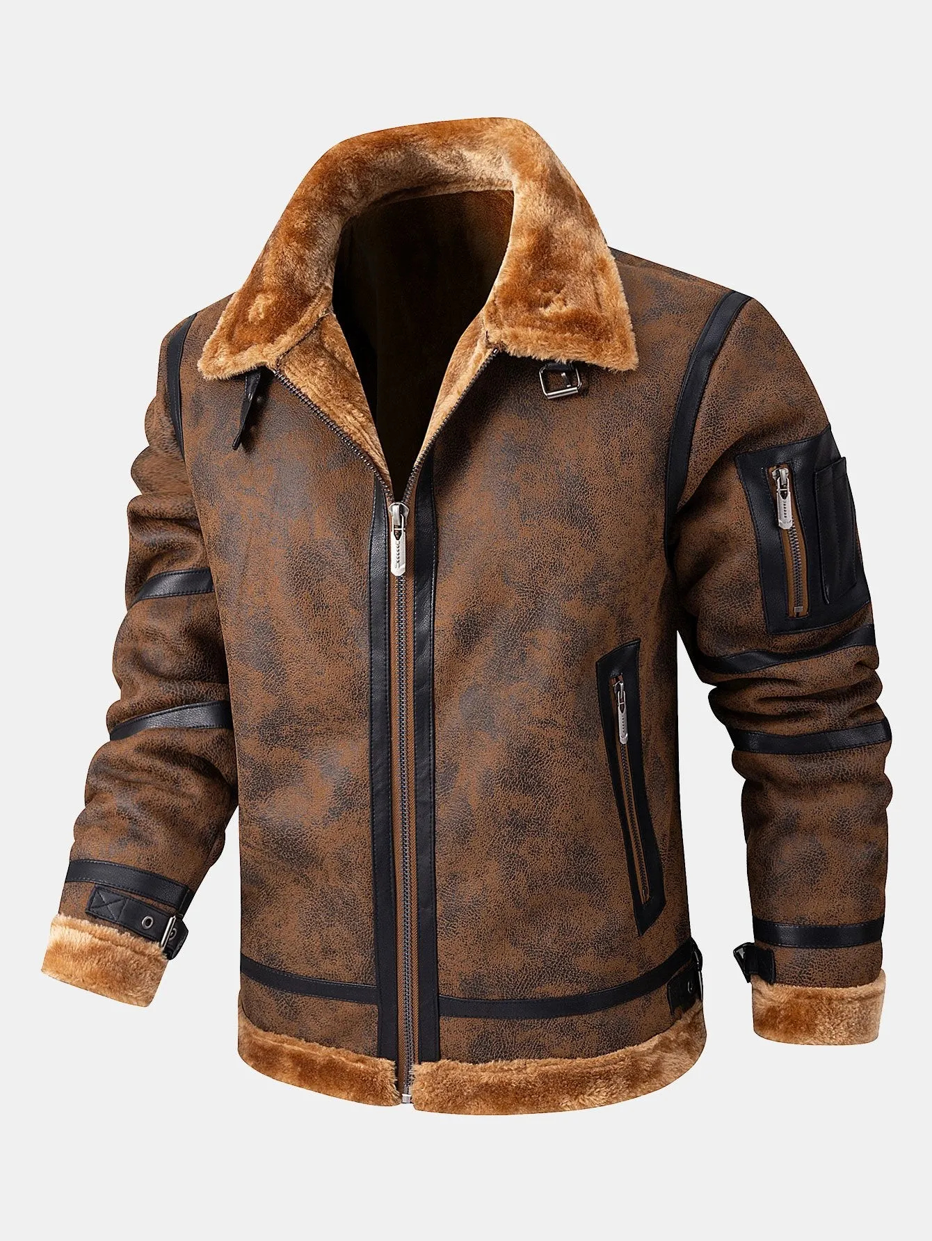 Faux Fur Lined Suede Jacket sold by Hoooyi