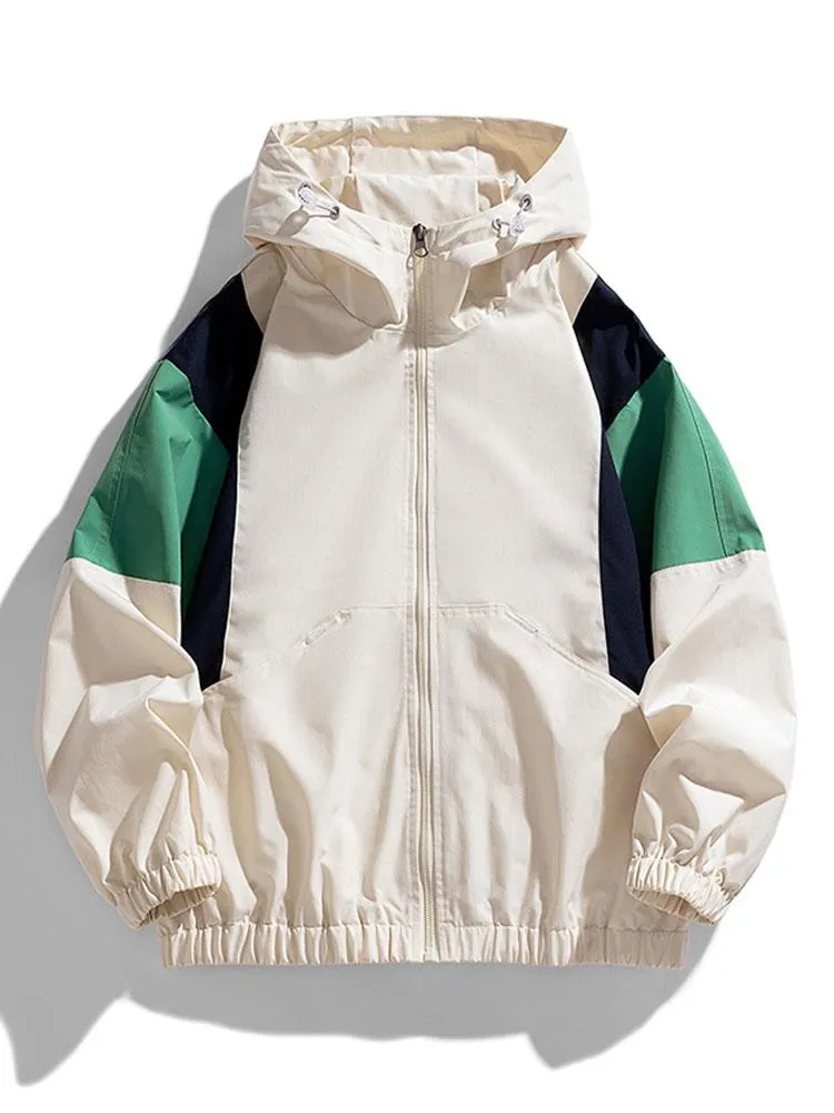 Relax Fit Color Block Hooded Windbreaker sold by Hoooyi product image thumbnail 3